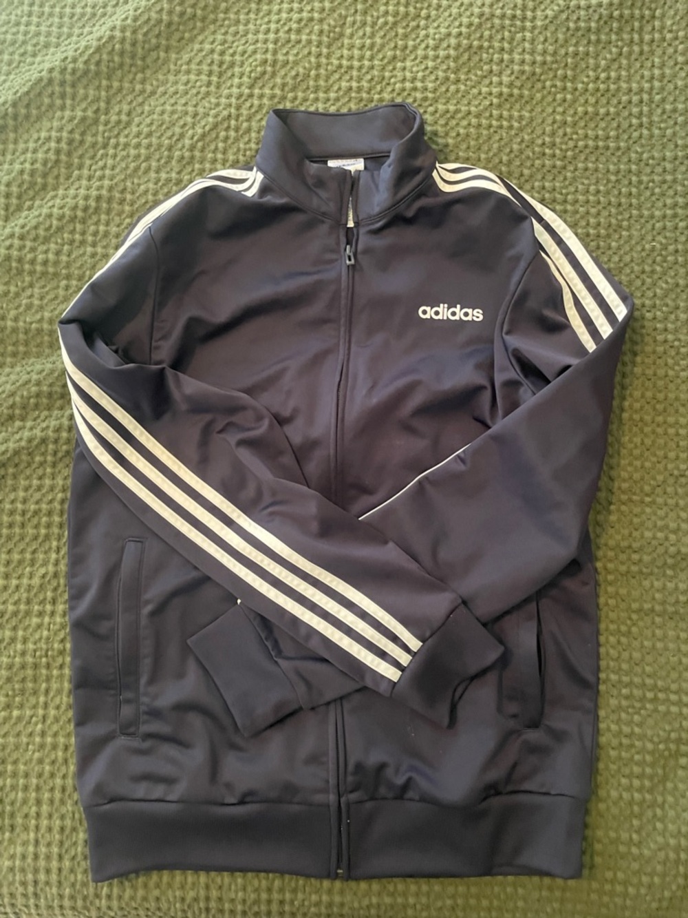 adidas Men's Navy Track Jacket with White Stripes